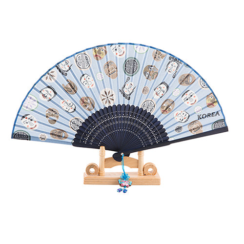 Korean Silk Folding Fan - Blue (IV) - view 4