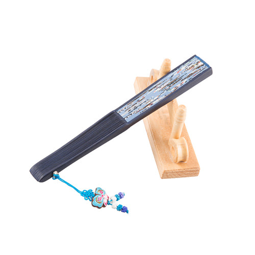 Korean Silk Folding Fan - Blue (IV) - view 7