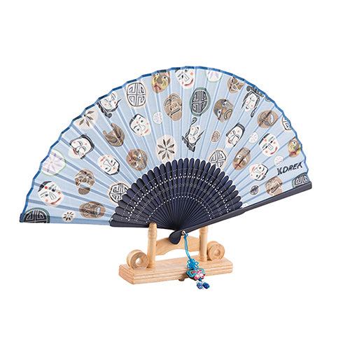 Korean Silk Folding Fan - Blue (IV) - view 5