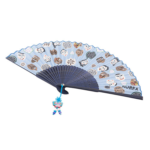 Korean Silk Folding Fan - Blue (IV) - view 6
