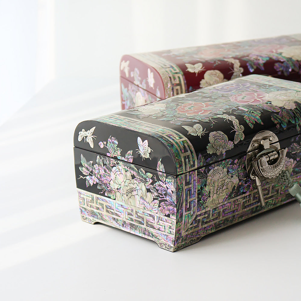 Najeon Mother-of-Pearl Jewelry Box - Peony (V)
