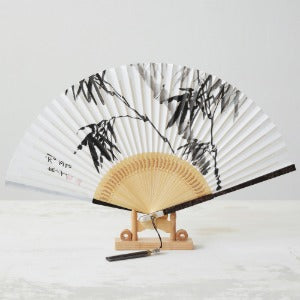 Korean Folding Fan - Bamboo, Black - view 4