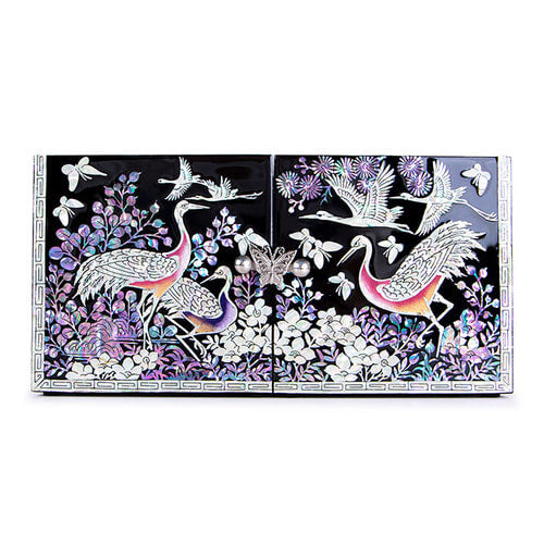 Najeon Mother-of-Pearl Jewelry Box - Crane & Pine, Black, Large - view 6