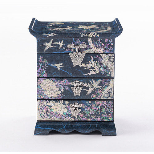 Najeon Mother-of-Pearl Jewelry Box - Crane & Pine, Purple, 3 - Tier - view 4