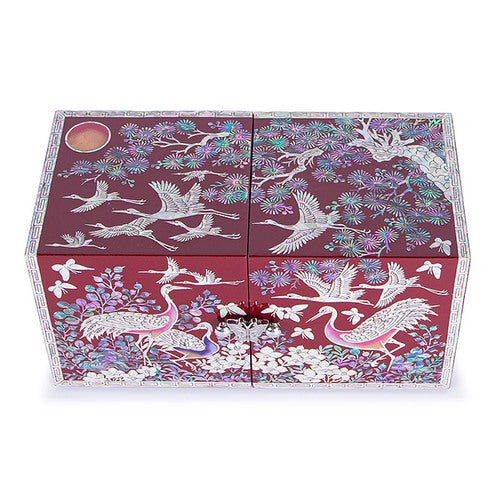 Najeon Mother-of-Pearl Jewelry Box - Crane & Pine, Red, Large - view 5