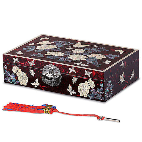 Najeon Mother-of-Pearl Jewelry Box - Peony, Red, 1 - Tier (by Oh Myung - ho) - view 6