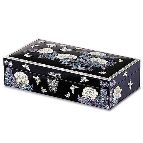 Najeon Mother-of-Pearl Jewelry Box - Peony, Black, 1 - Tier (by Oh Myung - ho) - view 5