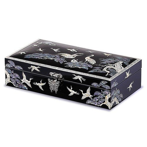 Najeon Mother-of-Pearl Jewelry Box - Crane & Pine, Black, 1 - Tier (by Oh Myung - ho) - view 7