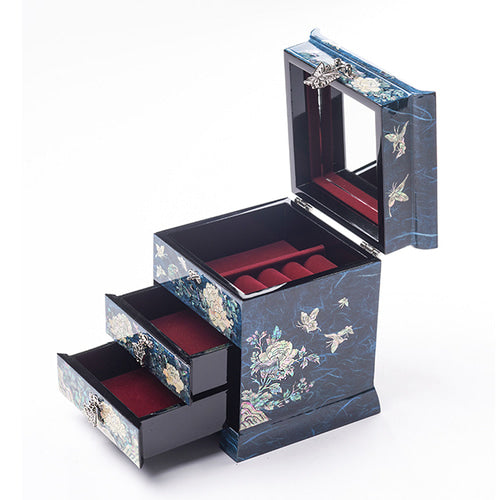 Najeon Mother-of-Pearl Jewelry Box - Peony, Purple, 3 - Tier - view 5