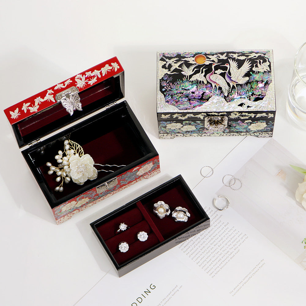 Najeon Mother-of-Pearl Jewelry Box - Crane & Pine, Small (by Kim Young - man) - view 3