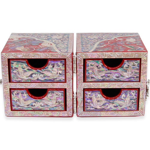 Najeon Mother-of-Pearl Jewelry Box - Crane & Pine, Red, Medium (by Oh Myung - ho) - view 5