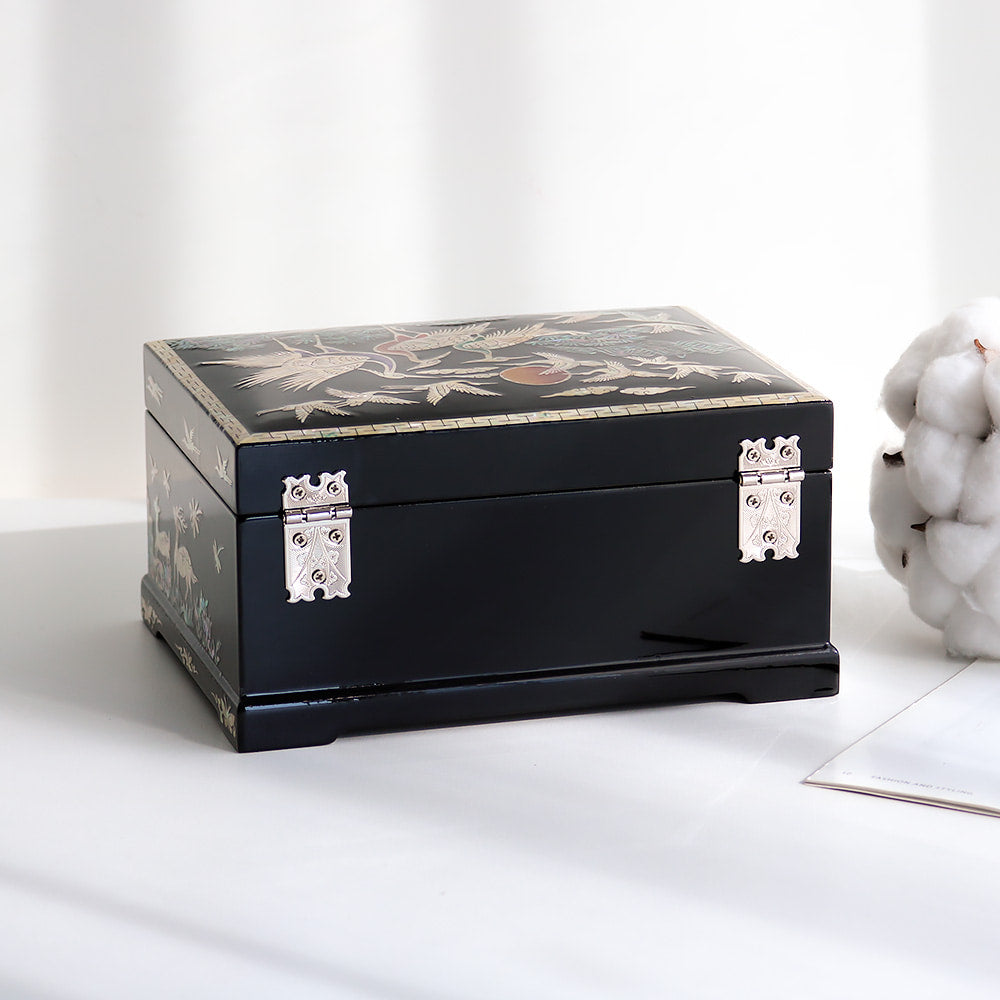Najeon Mother-of-Pearl Jewelry Box - Crane & Pine, Black (II) - view 3