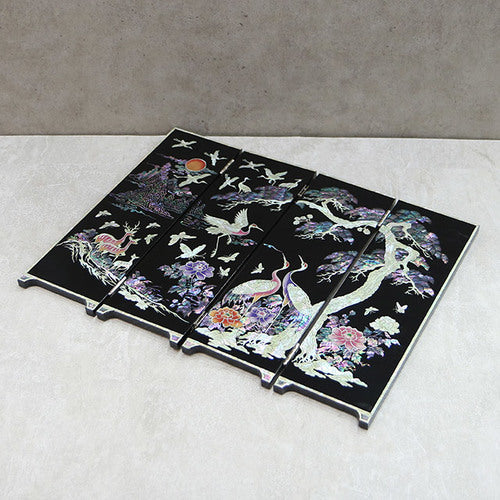 Najeon Mother-of-Pearl Folding Screen - Crane & Pine, 4 - Panel - view 4