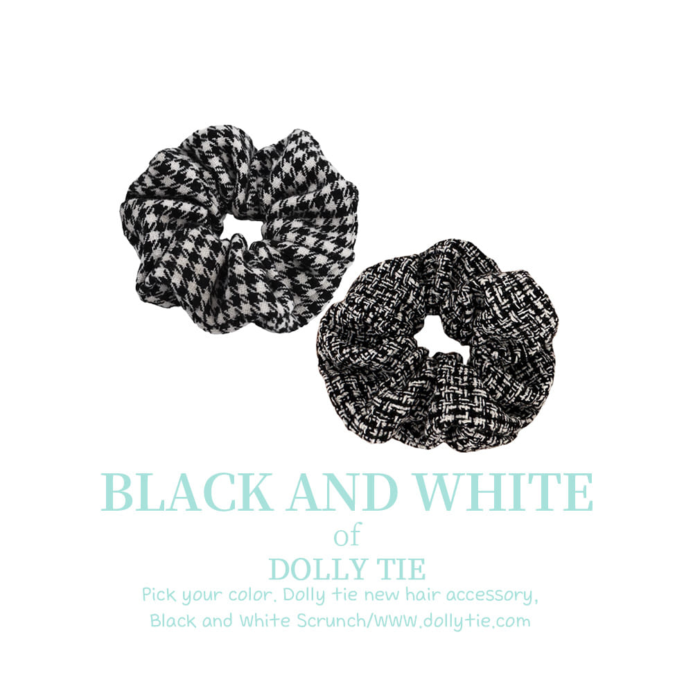Dolly Tie Korean Hair Accessory - Black White Hair Tie