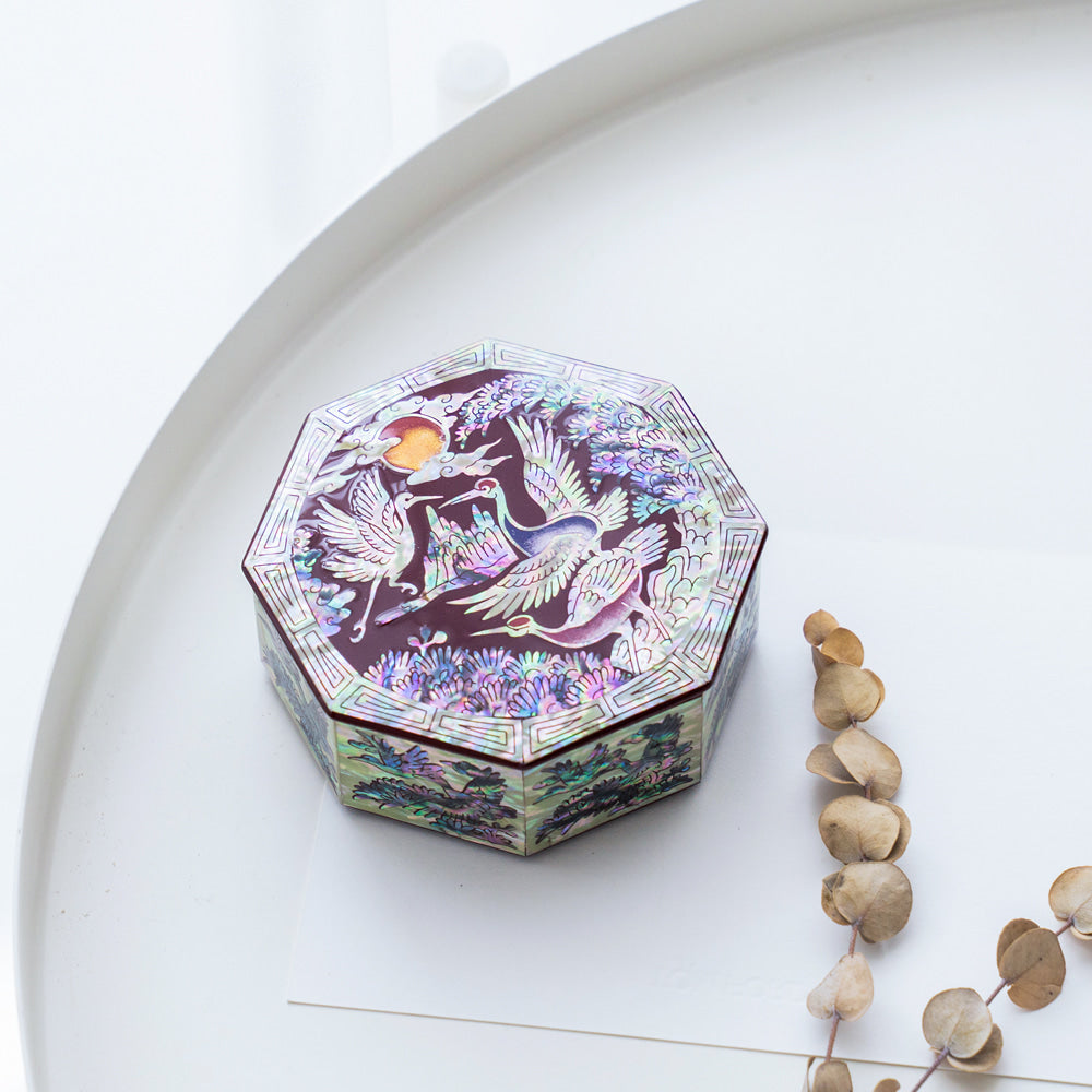 Najeon Mother-of-Pearl Jewelry Box - Crane & Pine 9cm - view 7