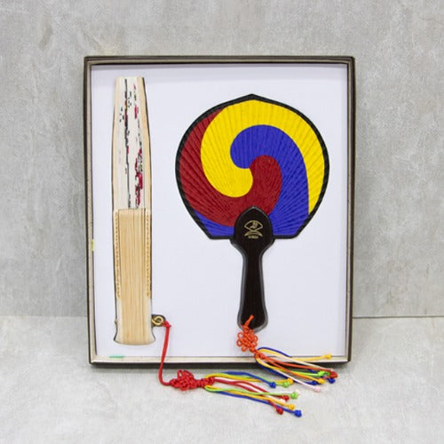 Korean Folding Fan - Plum Blossom, Gift Set