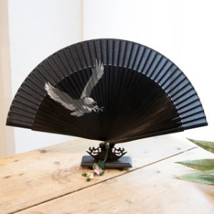 Korean Silk Folding Fan - Black (IV) - view 3