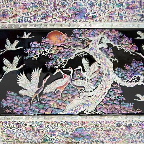 Najeon Mother-of-Pearl Folding Screen - Crane & Pine, 3 - Panel (III) - view 5