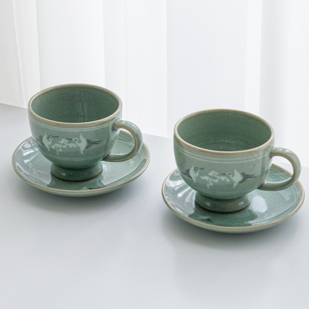 Celadon Cup - Cloud & Crane - view 2