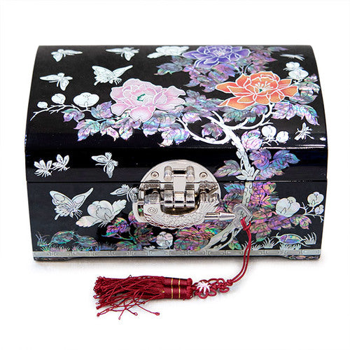 Najeon Mother-of-Pearl Jewelry Box - Peony, Black, 2 - Tier (III) - view 6