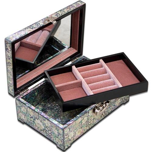 Najeon Mother-of-Pearl Jewelry Box - Crane & Pine, 2 - Tier (IV) - view 6