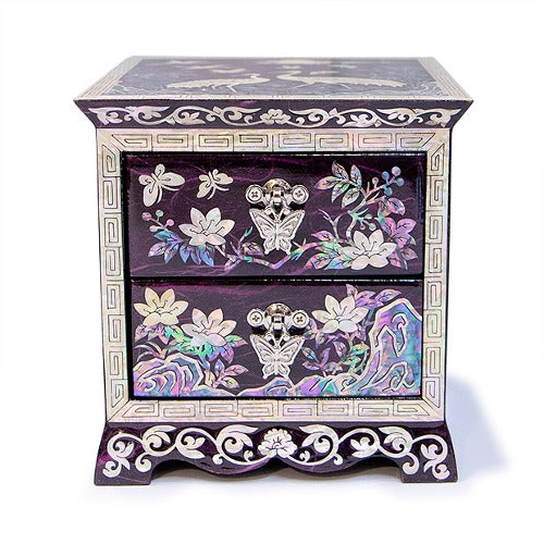 Korean Jewelry Box - Crane & Pine, Purple (by Oh Myung - ho) - view 2