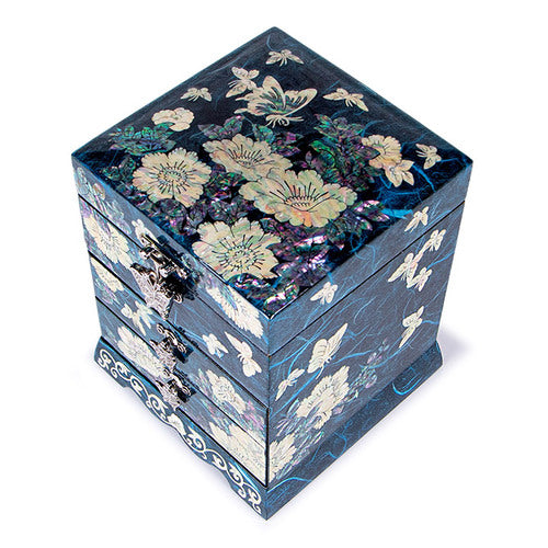 Najeon Mother-of-Pearl Jewelry Box - Peony, Red, 3 - Tier - view 5