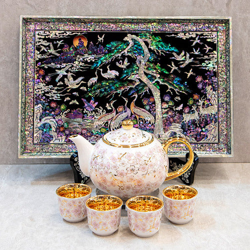 Korean Porcelain Ritual Wine Set - Plum Blossom - view 7