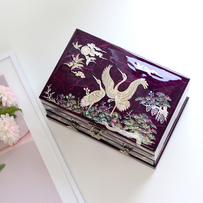 Najeon Mother-of-Pearl Jewelry Box - Crane & Pine, 1 - Tier - view 4
