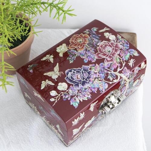 Najeon Mother-of-Pearl Jewelry Box - Peony, Black, 2 - Tier (III) - view 5