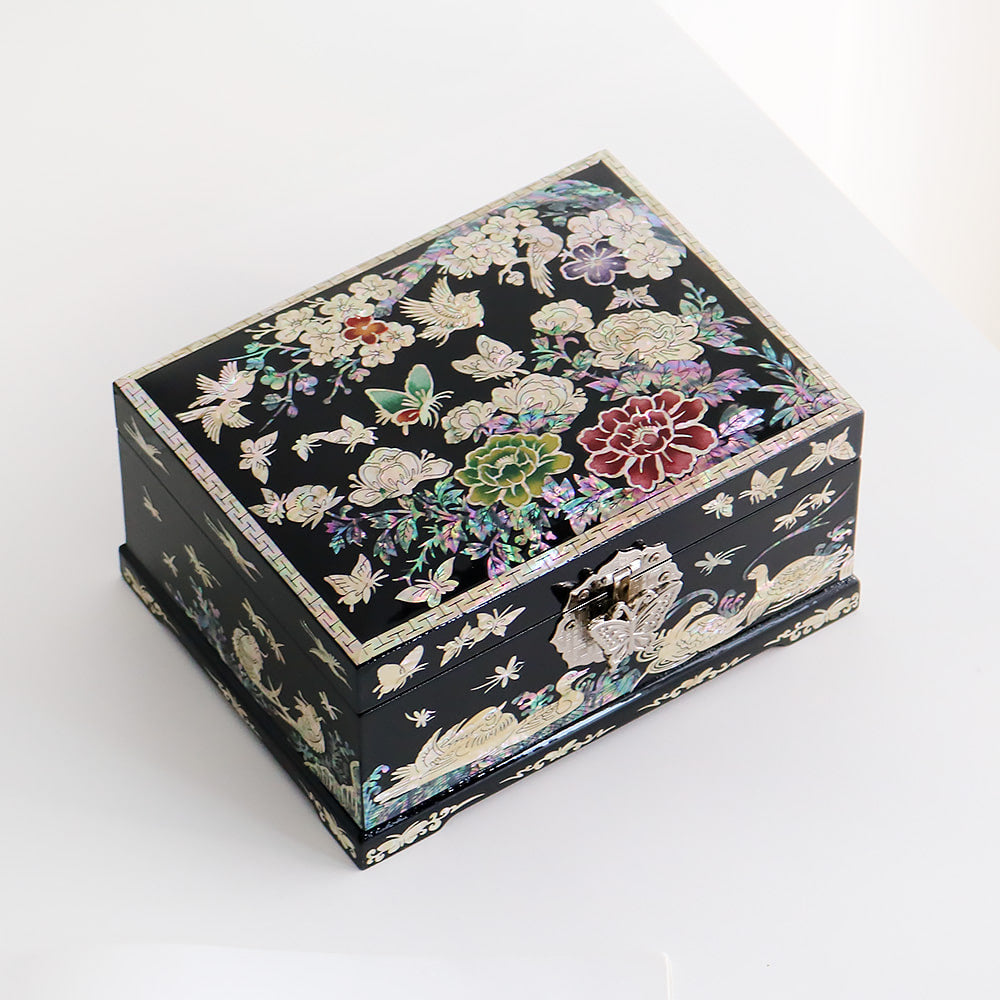 Najeon Mother-of-Pearl Jewelry Box - Peony, Black - view 4