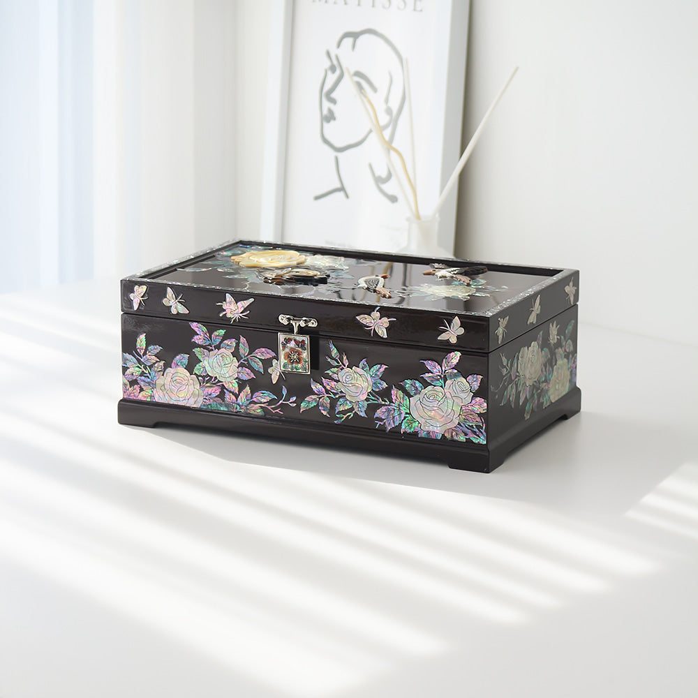 Najeon Mother-of-Pearl Jewelry Box - Rose, 2 - Tier - view 5