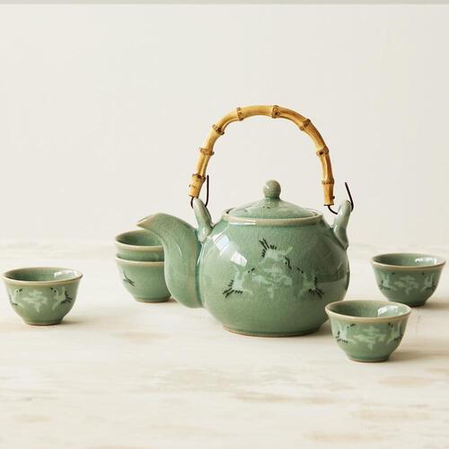 Celadon Teapot - Cloud & Crane - view 5