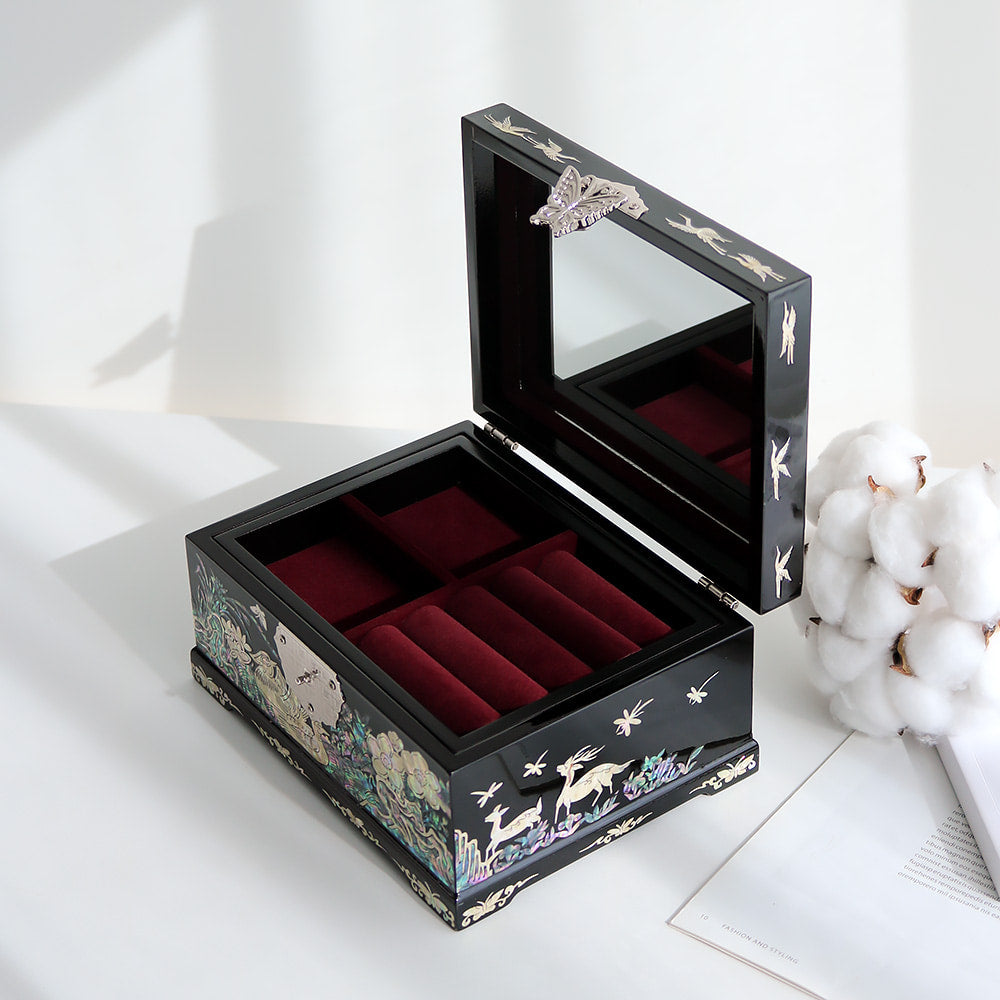 Najeon Mother-of-Pearl Jewelry Box - Crane & Pine, Black (II) - view 6