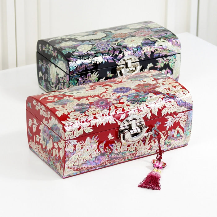 Najeon Mother-of-Pearl Jewelry Box - Peony, Gold - view 2
