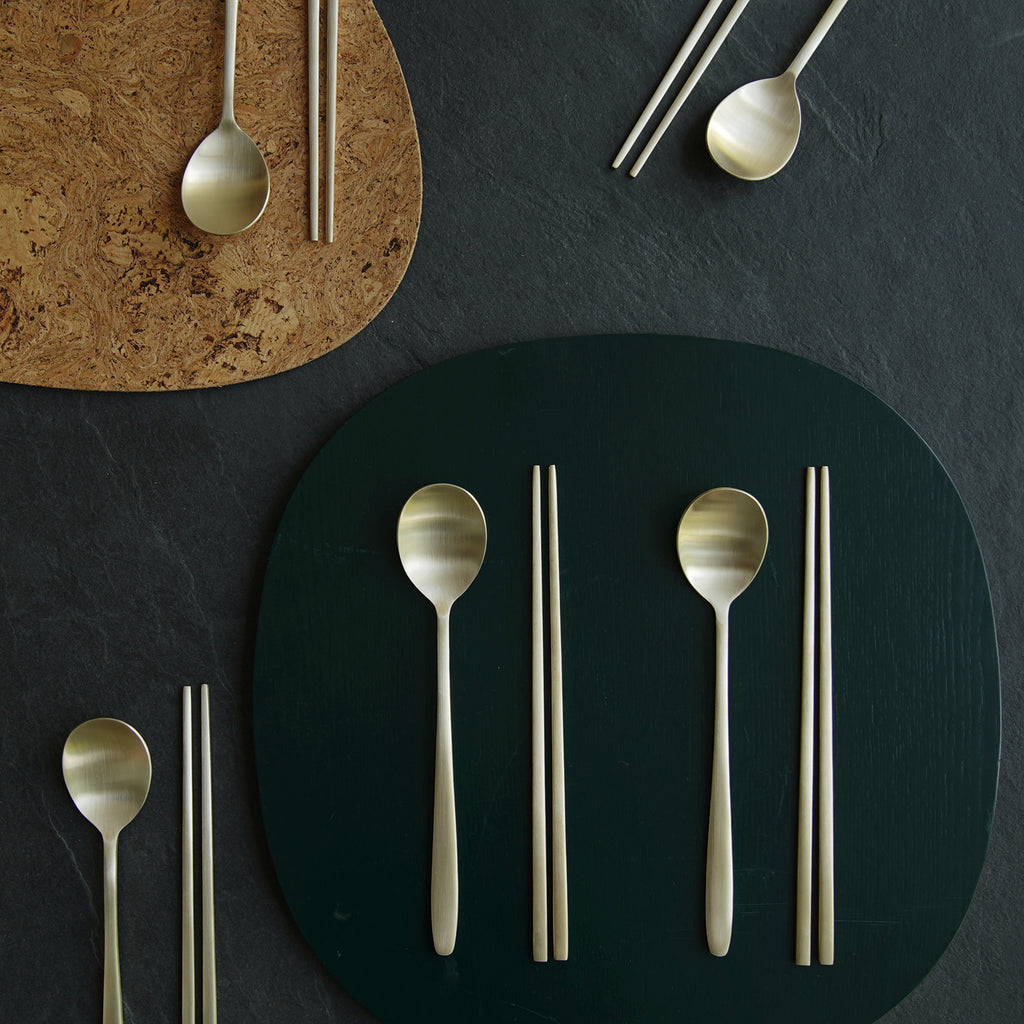 Notdam Bangjja Brass Spoon and Chopstick Set for 5