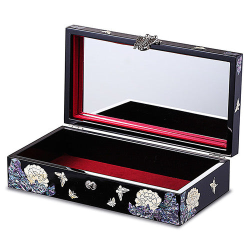 Najeon Mother-of-Pearl Jewelry Box - Peony, Black, 1 - Tier (by Oh Myung - ho) - view 6