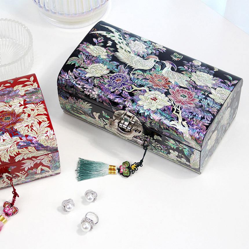 Najeon Mother-of-Pearl Jewelry Box - Peony, Gold