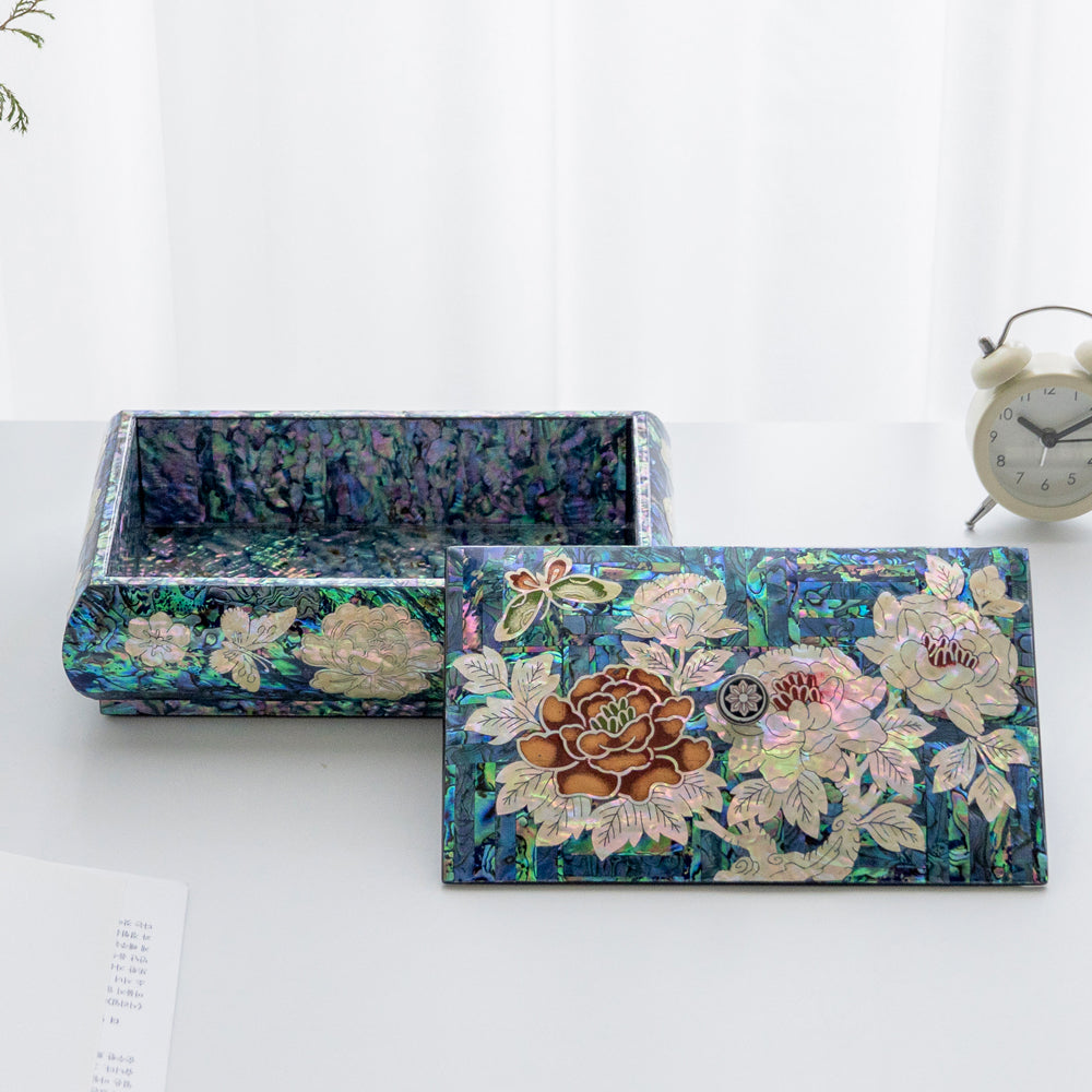Najeon Mother-of-Pearl Keepsake Box - Peony, Blue - view 7