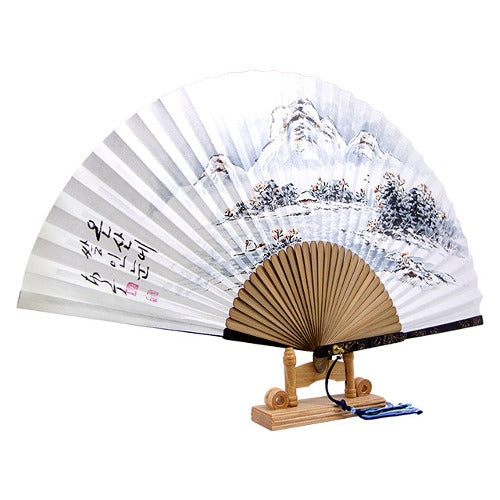 Korean Folding Fan - Landscape, Jade (IV)
