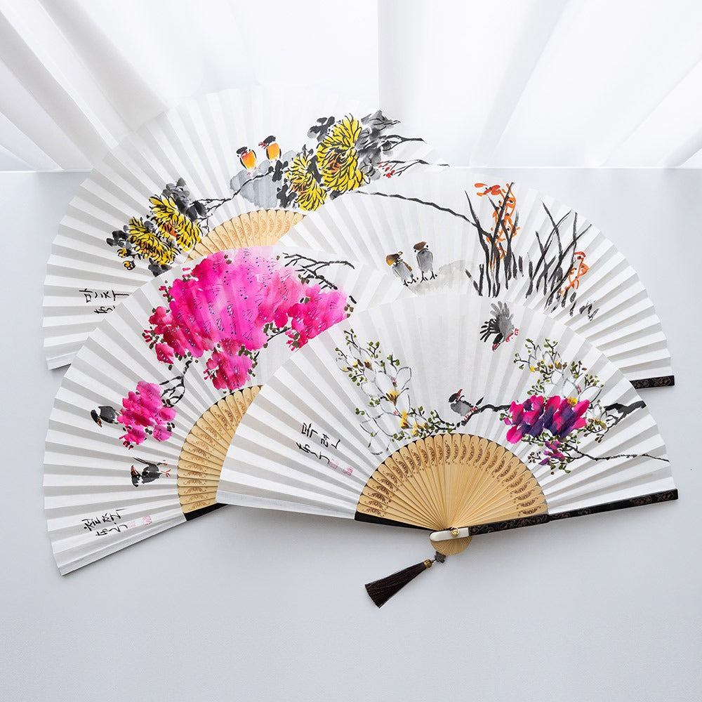 Korean Folding Fan - Bamboo, Black - view 3