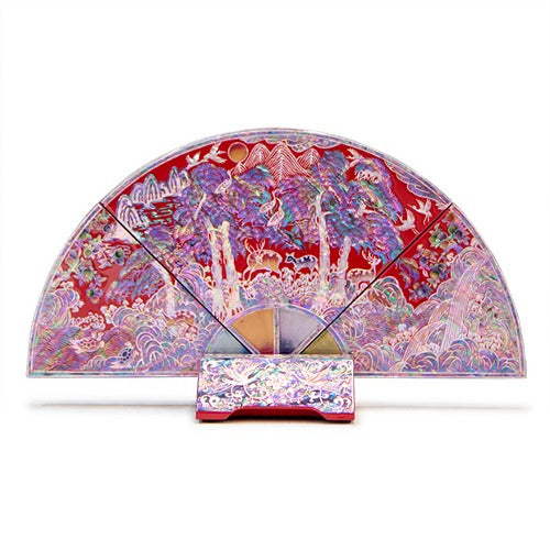 Najeon Mother-of-Pearl Folding Screen - Red, Small (by Oh Myung - ho)