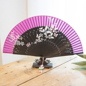 Korean Silk Folding Fan - Sky Blue - view 2