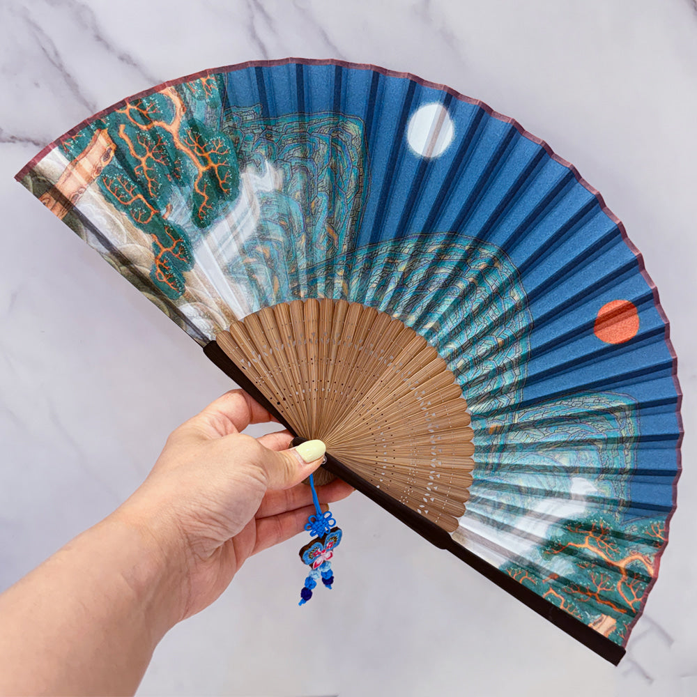 Korean Silk Folding Fan - Bamboo - view 5