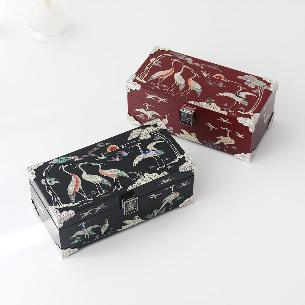 Najeon Mother-of-Pearl Jewelry Box - Crane & Pine (V) - view 2