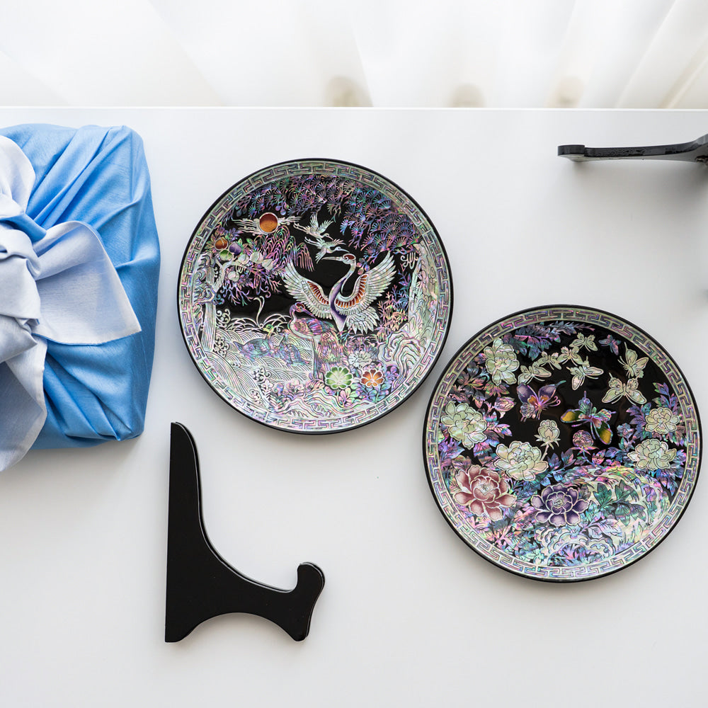 Najeon Mother-of-Pearl Tray - Peony, Black - view 6