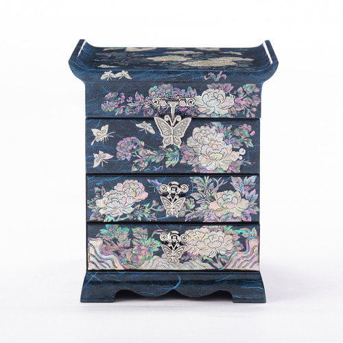 Najeon Mother-of-Pearl Jewelry Box - Peony, Purple, 3 - Tier - view 4