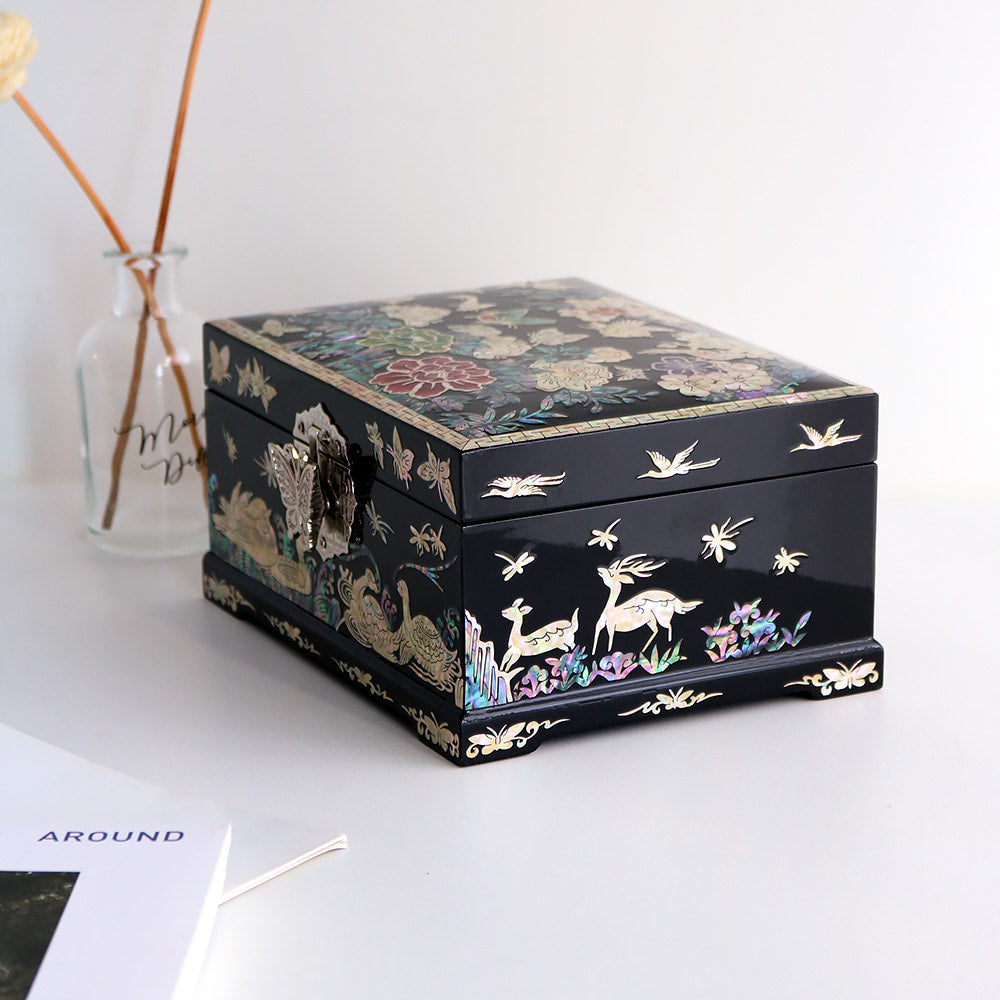 Najeon Mother-of-Pearl Jewelry Box - Peony, Black - view 5