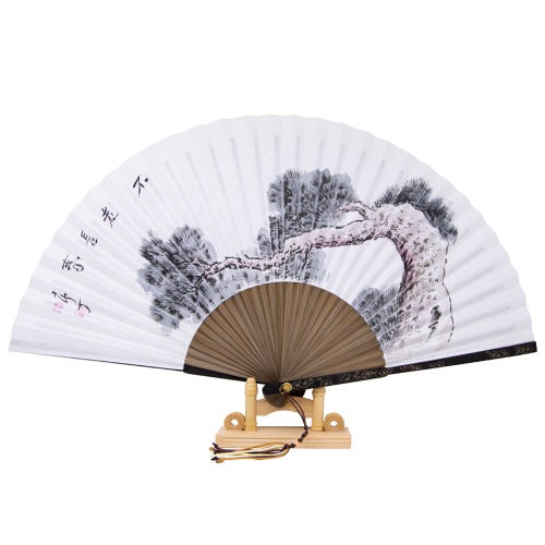 Korean Folding Fan - Pine, Jade