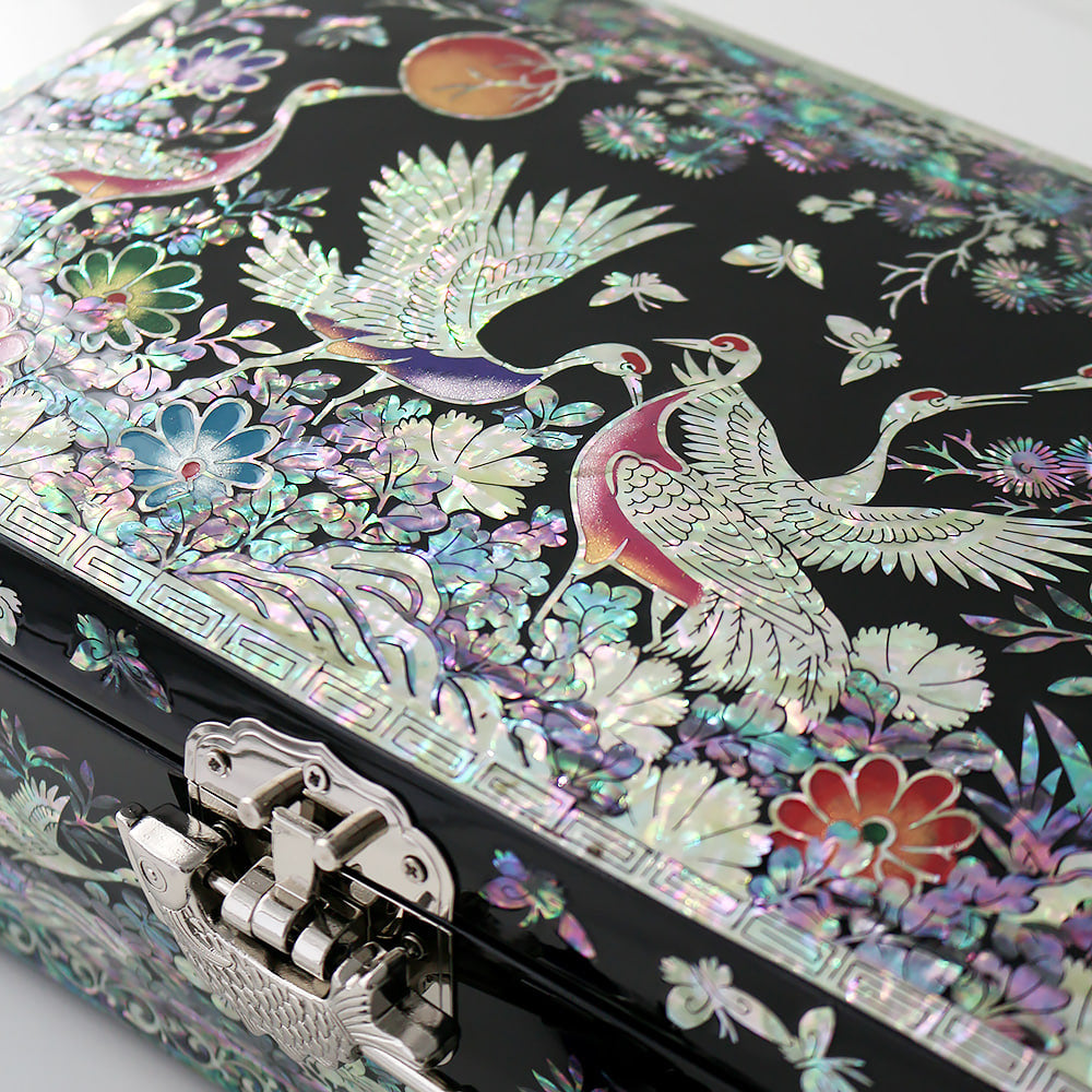 Najeon Mother-of-Pearl Jewelry Box - Crane & Pine, 2 - Tier - view 2